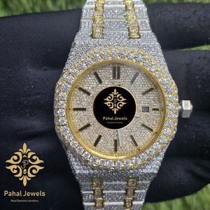 Reloj de Lujo de 41 mm con Cristal de Zafiro, Acero Inoxidable de Dos Tonos con Incrustaciones de Diamantes de Cuarzo, con Pantalla Analógica y Fecha - Product Image 1
