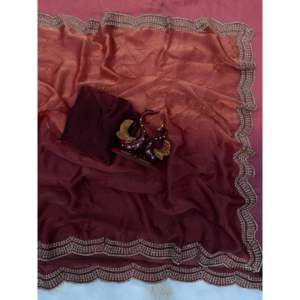 Designer Diamond Jarkhan Work Saree pour les fêtes Robes de bal élégantes Look - Product Image 3
