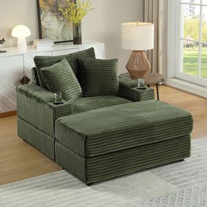 Divano Profondo e Confortevole con 2 Cuscini Decorativi e Pouf per Soggiorno - Product Image 2