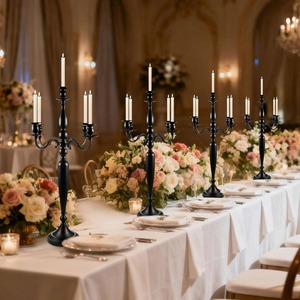 Factory Direct <b>Black</b> Aluminum 5 Arms <b>Candelabra</b> Candle Holder for Wedding Event Decoration Wholesale Export At Cheapest Prices - Product Image 5
