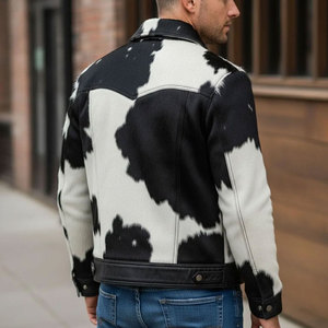 Best Quality Men's Cow Hide Genuine Leather <b>Jacket</b> with Stand <b>Collar</b> and Front Logo for Winter use - Product Image 2