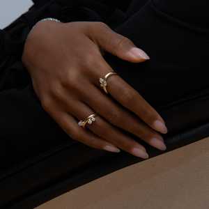 Lab Grown Diamond Stackable Rings Bezel Set Custom 14k 18k Solid Gold Round Wavy Curvy Cluster Bands Everyday Wear Manufacturer - Product Image 2