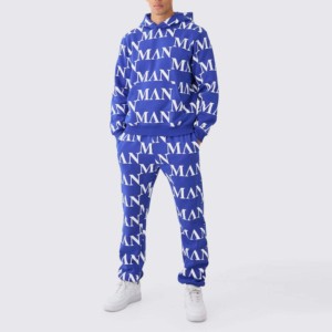 Men's Blue Solid Breathable Streetwear Jogger Pants Casual Fleece <b>Knitted</b> 100% Cotton 400g Winter Wear - Product Image 1