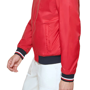 Chaqueta Roja para Hombre, Casual, con Cierre Frontal, Color Sólido, Cuello Alto, Poliéster, Chaqueta con Cuello Camisero - Product Image 3