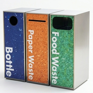Recycling Trash <b>Bin</b> Set 3-in-1 Vertical Sorting Bottle Paper Food Waste Indoor Outdoor Street Minimalist Design Sustainable - Product Image 1