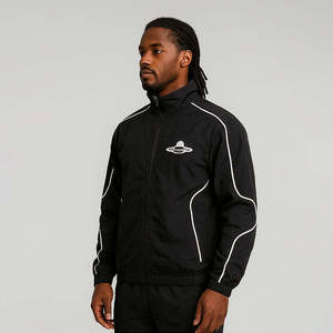 Chándal Deportivo Personalizado Unisex Negro con Capucha, Cierre Completo, Corte Holgado, Informal, para Otoño, con Bolsillos Laterales y Cintura con Cordón Ajustable, 100% - Product Image 2