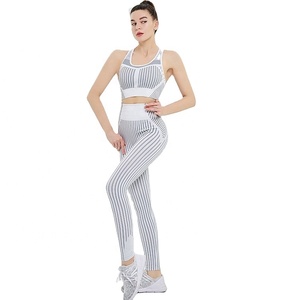 Logo personalizado para mujer 2 piezas Activewear Sexy Yoga Set para mujer Deportes Top Cintura alta Gimnasio Leggings Fitness Wear Workout - Product Image 1