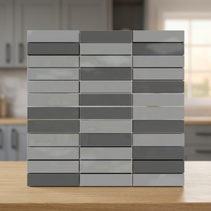 Vistaar Brand Linear Strip 300x300mm Square Crystal Luxury Silver Shining <b>Backsplash</b> Crystal Glass Mosaic Wall <b>Tiles</b> - Product Image 1