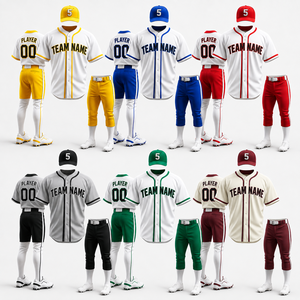 Custom <b>Baseball</b> Uniform Set with Team Jersey Pants and Cap Embroidered Personalized Club Sportswear Wholesale Supplier - Product Image 2