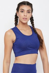 Soutien-gorge de sport bleu sans couture avec motif géométrique pour femme, idéal pour l'entraînement, la gym, le fitness, le yoga et les activités sportives - Product Image 6
