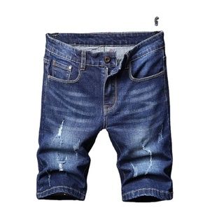 Venta al por mayor verano nuevos hombres azul claro bordado angustia Denim cargas vintage streetwear Jean shorts hombres verano cargo shorts - Product Image 1