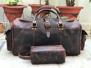 กระเป๋าหนังวัวแท้แบบดัฟเฟิล สำหรับเดินทาง น้ำหนักเบา พกพาสะดวก สไตล์วินเทจ แฟชั่น ซิปปิด ความจุขนาดใหญ่ 36-55 ลิตร - Product Image 2