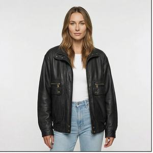 Oveja pesada lavada y encerada cuero nueva moda manga larga otoño chaquetas de cuero para invierno para mujeres cuero personalizado señoras - Product Image 1