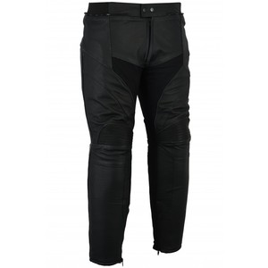 <b>Men's</b> <b>Black</b> Leather Breathable Casual Moto Biker <b>Pants</b> High Waist Straight Fit Zipper Fly Multi-Pockets Winter Lightweight 2027 - Product Image 3