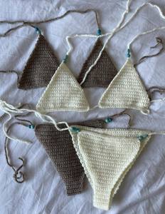 Bikini de Ganchillo Hecho a Mano: Traje de Baño de Dos Piezas con Cuentas Estilo Boho - Product Image 1