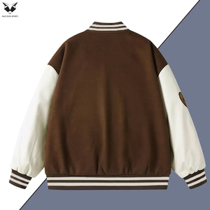 Wholesale Men's Varsity Jacket Streetwear Embroidery Patchwork Casual Slim Fit Baseball Bomber Jacket For Teenagers - Product Image 3