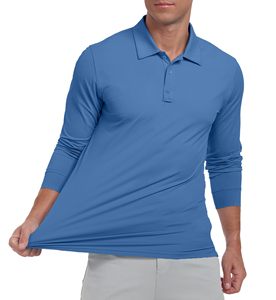 Polo de Golf de Manga Larga para Hombre, Corte Ajustado Informal, Transpirable, de Secado Rápido, Tela Suave, Cuello Clásico, Botones en la Parte Superior, para Uso Diario - Product Image 2