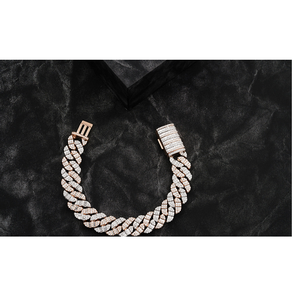Bracelet cubain tendance en argent sterling 925, style diamant glacé, bijoux unisexe pour looks streetwear - Product Image 1