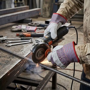 Gants de travail robustes en cuir de vachette pleine fleur, résistants à la chaleur et à l'abrasion, avec bande dorsale en tissu coton, pour travaux industriels - Product Image 5