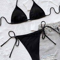 Nouvel ensemble bikini deux pièces pour femme, couleur unie, découpé, avec logo frontal, séchage rapide, respirant, écologique, grandes tailles