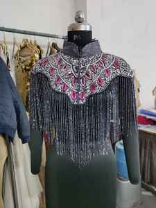 Capa vintage con cuentas hechas a mano y cuello mandarín |   Elegante Cubre-Hombros de Lentejuelas para Invitadas de Boda y Fiestas, Fabricante - Product Image 3