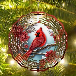CIFbuyCardinal Pine - Girandole a Vento con Design Floreale, Rosso Vibrante, in Metallo, Decorazione da Esterno, Campanelli a Vento Sospesi per Giardino, Prato, Vasca per Uccelli - Product Image 5