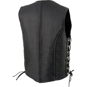 Gilet de motard en cuir tressé noir de qualité supérieure pour femme Samroz Sports avec lacets latéraux - Product Image 2