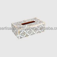 Caja de pañuelos con incrustaciones de hueso hecha a mano, soporte de madera decorativo, sala de estar elegante para diseño étnico, dormitorio u oficina, regalo único - Product Image 2