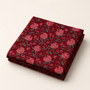 Hand Block Printed Cotton Fabric <b>Set</b> Maroon Beige Floral Buta Stripe Pattern Dress Material For Kurta Suit Dupatta <b>Sewing</b> Craft - Product Image 1