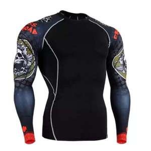Custom <b>Mens</b> <b>Compression</b> <b>Shirts</b> Long Sleeve Rash Guard Gym Fitness Tight Tee <b>Shirt</b> Skeleton Graphic MMA BJJ Training Workoutb - Product Image 3