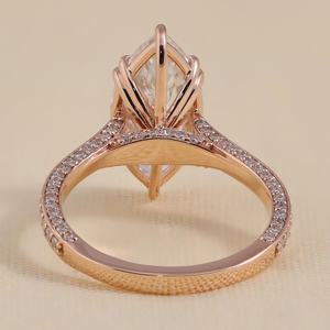 Anillo de Diamante CVD con Corte Marquesa de 3.01 Quilates, Certificado por IGI, Oro Rosa de 14K, Cultivado en Laboratorio, Regalo de Compromiso para Ella - Product Image 4