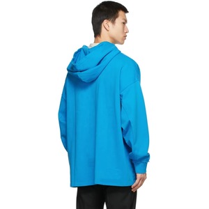 Sudadera con Capucha Azul Extra Grande para Hombre, Color Sólido, Algodón French Terry, Manga Larga, con Bolsillo, Transpirable, para Otoño - Product Image 5
