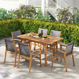 Tavolo da Pranzo Espandibile da Esterno da 55 Pollici per 6-8 Persone con Foro per Ombrellone - Product Image 2