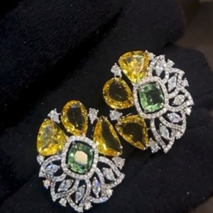 Stunning Premium Quality 92.5 Pure Hallmark <b>Silver</b> A+++ CZ Zirconia Doublet <b>Silver</b> Hallmark Big Tops For Women Wear Collection - Product Image 2