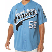 Kenny Powers # 55 Myrtle Beach Mermen Jersey Bisbol Sublimasi Cetak Biru Hijau Perlindungan UV Bernapas Cepat Kering Ukuran Besar