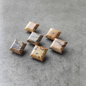 Pierre précieuse naturelle de jaspe biscuit, taille carrée à facettes, calibrée, qualité supérieure, en vrac - Product Image 3