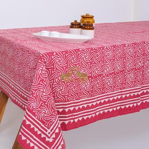 Mantel de algodón 100% estampado a mano con rayas Dabu de la India, tamaño personalizado, para el hogar, hotel, banquetes, Navidad - Product Image 4