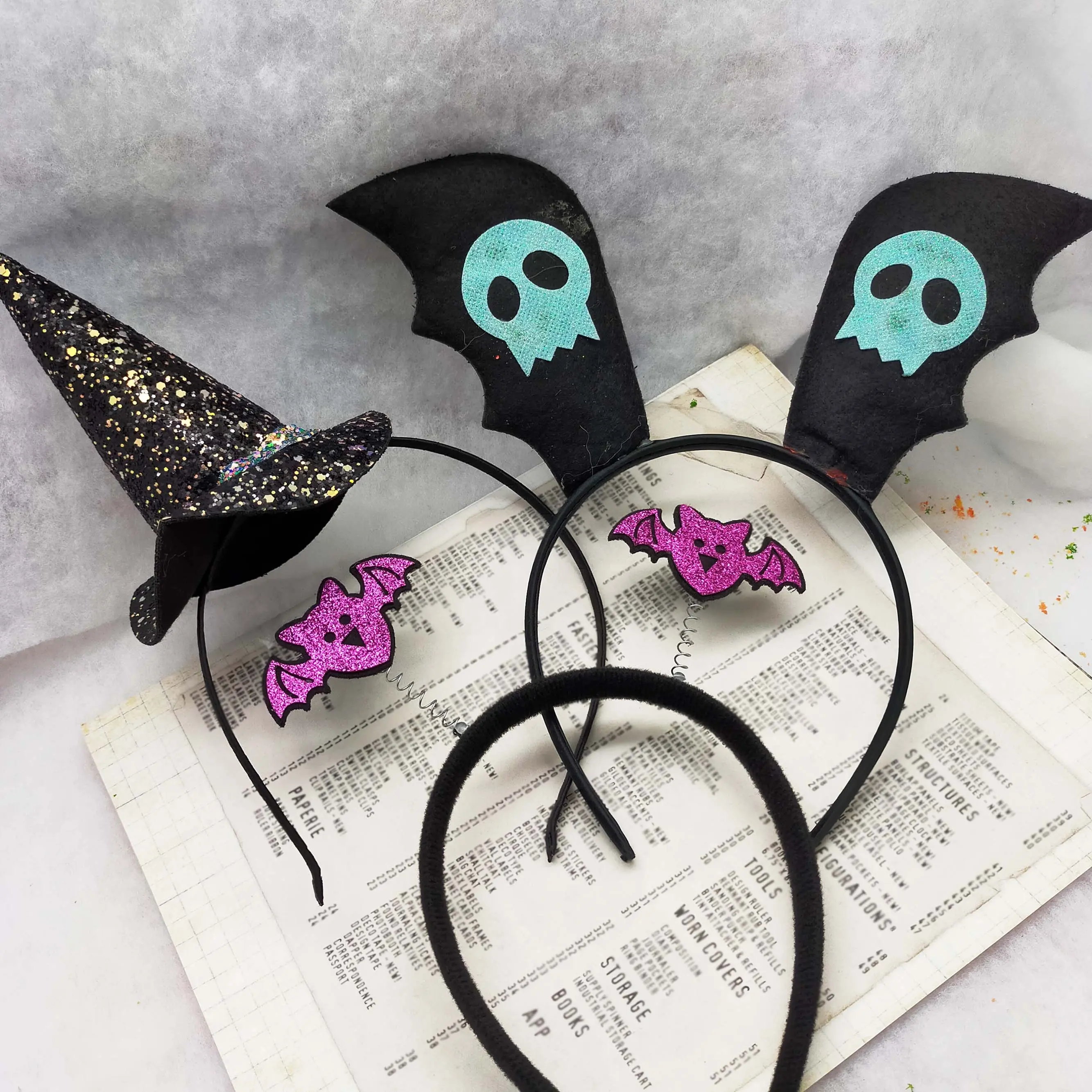 Halloween purple bat multicolored witch hat white ghost funny hairband Fashion Jewelry Hair Accessories