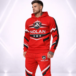 Conjunto Deportivo Rojo para Hombre, Sudadera con Capucha y Pantalones Jogger, Logotipo Personalizado, Ropa Deportiva Urbana de Diseño, Venta al Por Mayor - Product Image 1