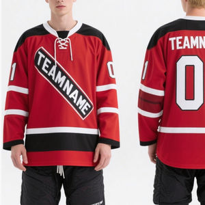 Uniforme de Hockey sobre Hielo con Cuello en V, Personalizado, Vintage, Talla Grande, con Bordado Sublimado - Product Image 5