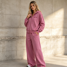 Ensemble deux pièces en polaire marron à capuche pour femme, coupe ample, couleur unie, tenue décontractée, pantalon long, haut à manches longues - Product Image 3