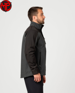 Veste noire pour homme, col montant, fermeture éclair, coupe-vent, décontractée, pour l'automne, coupe classique, couleur unie, matière polyester - Product Image 2