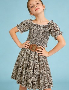Girls Vintage Skirt Set Kids Solid Ruffle Shoulder Crop Tops Bowknot Autumn ODM <b>Clothes</b> Outfits Daily Wear - Product Image 5