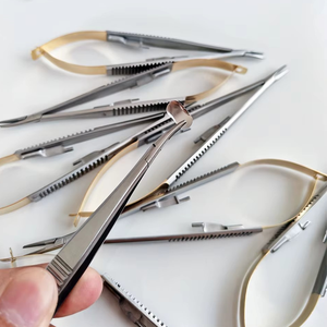 Porte-aiguille professionnel Castrobiejo pour implants dentaires et chirurgie orthodontique, 16 cm, bords droits et courbés, haute précision - Product Image 3