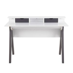 Scrivania per computer Wishbone contemporanea in legno grigio e bianco - Product Image 5