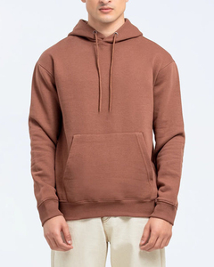 Sweat-shirt à capuche marron pour homme, coupe classique, en coton French Terry, pull décontracté, couleur unie, pour l'automne - Product Image 5