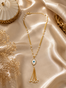 Collar Personalizado con Baño de Rodio, Colgante Marquise con Halo de Circonitas, Cadena con Borla de Perlas de Agua Dulce, Joyería Fina, Regalo para Mujer, Lariat - Product Image 3