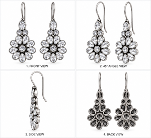 Pendientes de Plata Oxidada con Flores y Circonitas, Elegantes Pendientes Colgantes Florales para Mujer, Joyería al por Mayor - Product Image 5