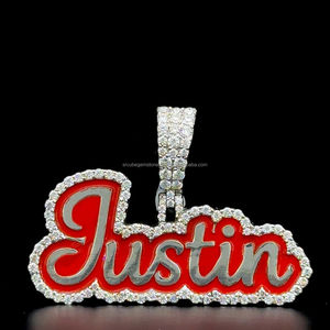 จี้เคลือบด้านบน925จี้ตัวอักษรมออิสซาไนต์เงินสเตอร์ลิงออกแบบมาเป็นเอกลักษณ์สำหรับเครื่องประดับฮิปฮอปเย็น - Product Image 1