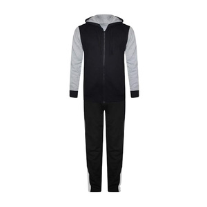 Men's Navy Blue Hooded Tracksuit 100% Cotton Full Length Solid Color Casual Wear With Side Pockets Elastic Waist Winter Style - Product Image 6